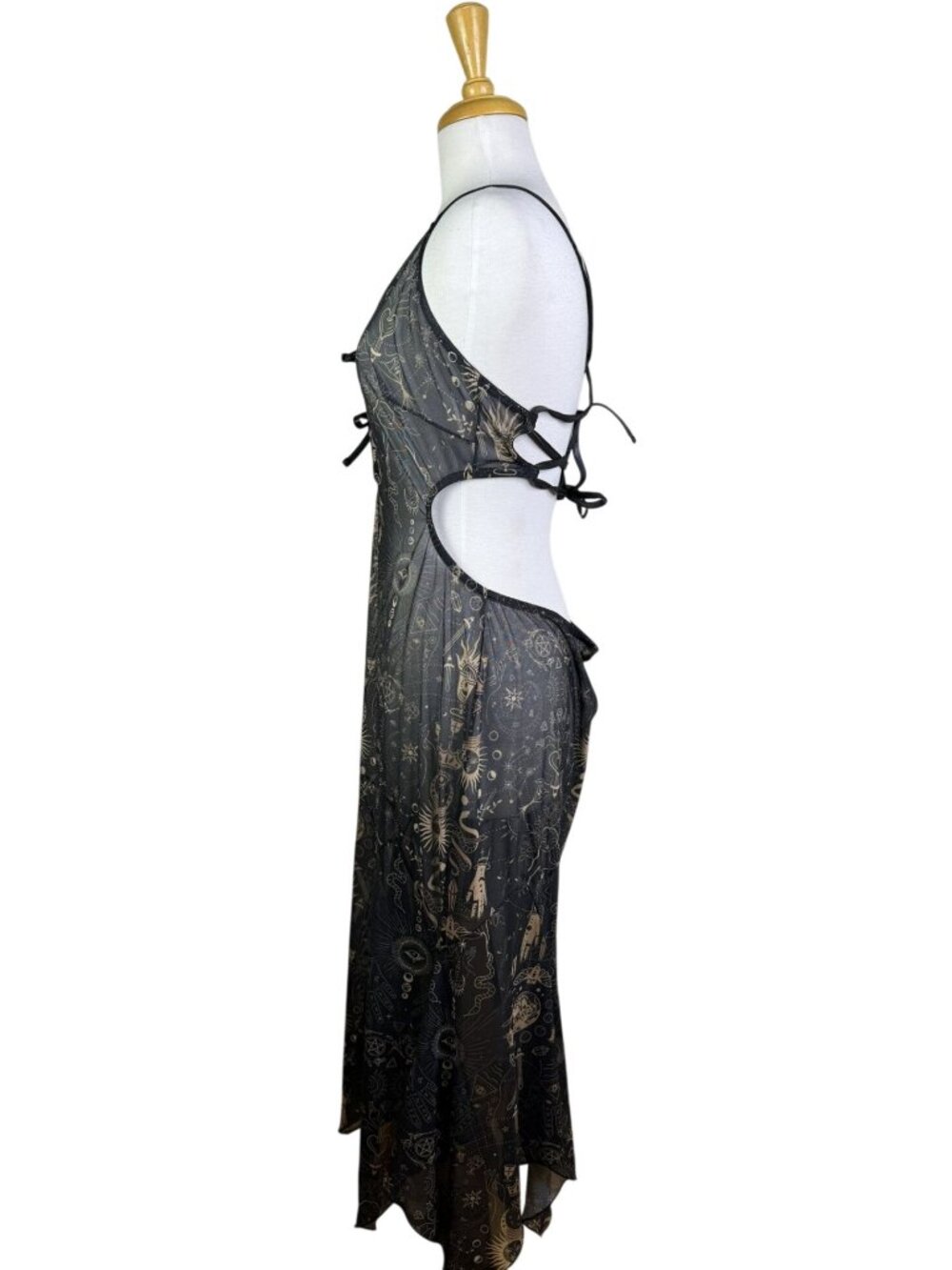 Thistle & Spire Arcana Celestial Lace-Up Midi Dress, Keyhole Cutouts, Size 2X - Picture 3 of 6